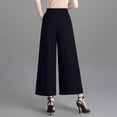 thumbnail image 6 of Comdrip Dress Pants Women Pants for Women Soft High Waist Pull on Wide Leg Pants Casual Summer Beach Elastic Waist Trousers Flowy Pants for Women Black S, 6 of 9