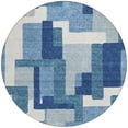 thumbnail image 5 of 8' Navy Blue And Sky Blue Round Abstract Washable Indoor Outdoor Area Rug, 5 of 5
