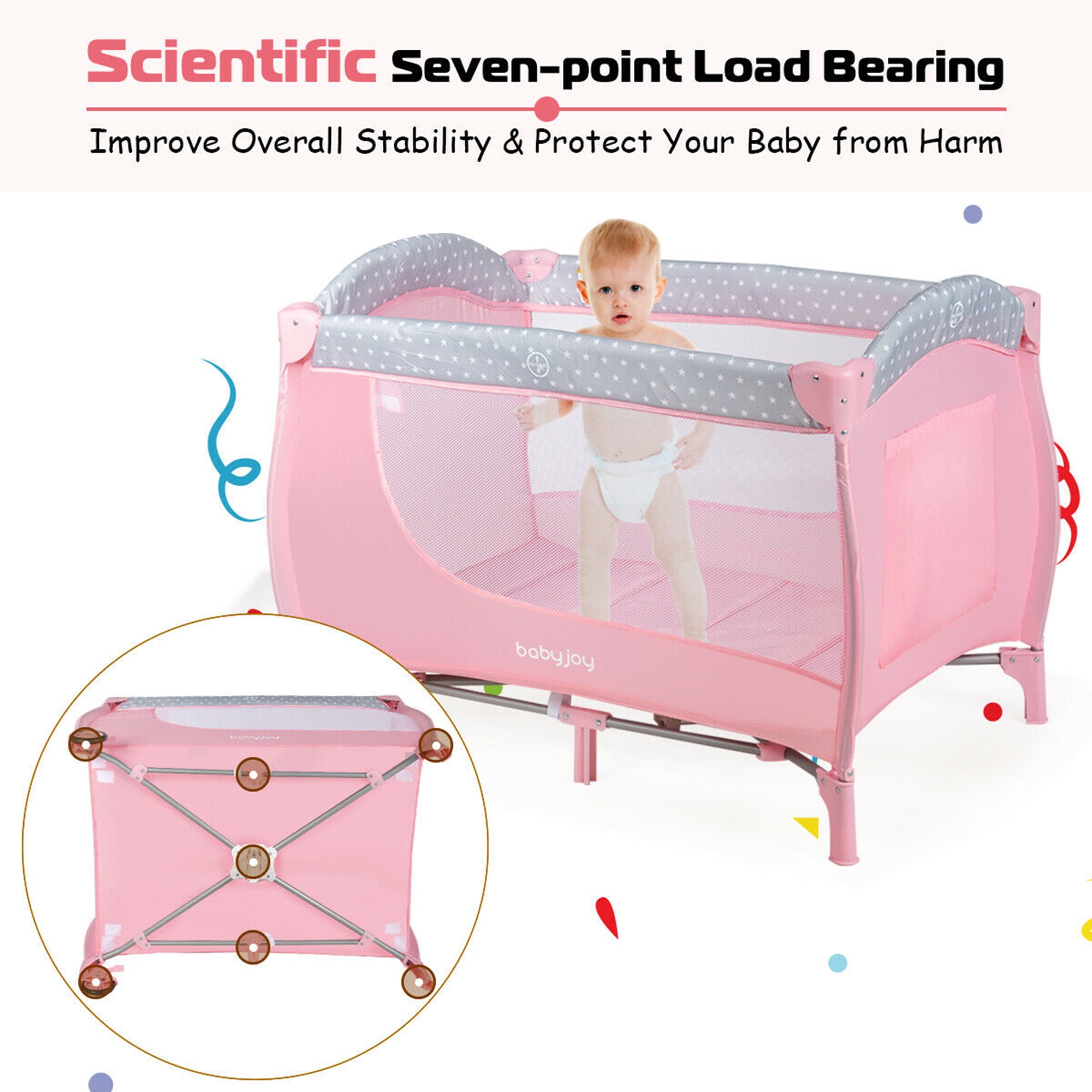 Buy Gymax Foldable Baby Playard Portable Playpen Nursery Center w