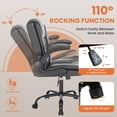 thumbnail image 3 of Fantasylab Executive Ergonomic 300LBS PU Leather Home Office Desk Chair, Computer Desk Chair with Adjustable Armrest,GREY, 3 of 9