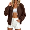 thumbnail image 2 of ClodeEU Women's Corduroy Long Sleeve Zip Up Jacket ,Casual Loose Outerwear with Pocket ,Women's Plus S, 2 of 6