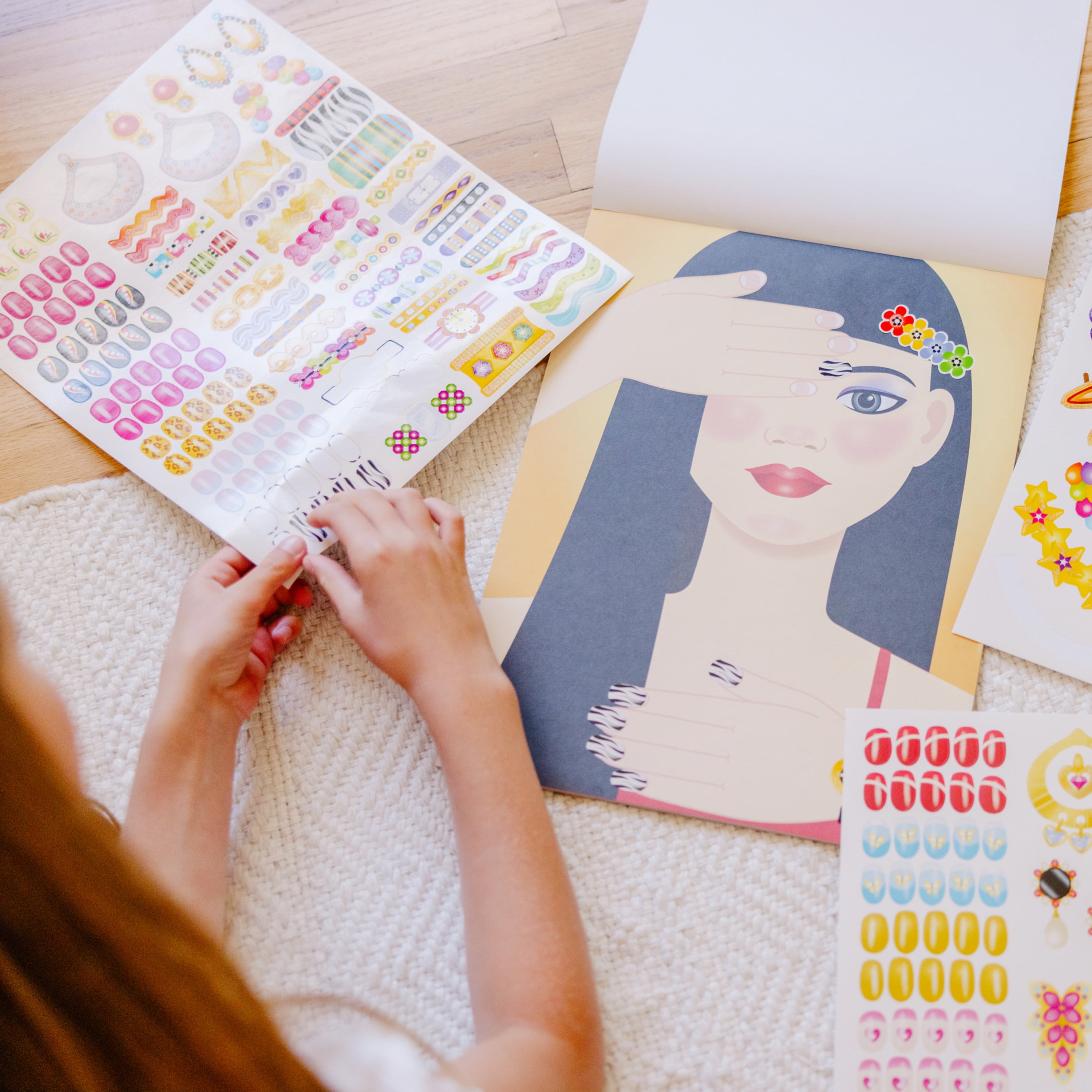 Melissa Doug FSC Certified Glitter Sticker Pad Stylish Jewelry and Nail Design with 360 Stickers and 15 Faces Walmart