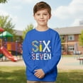 thumbnail image 3 of MAIHAN-Six Seven Print Kids Pullover 67 Sweatshirt Six Seven Long Sleeve Shirts- Unisex Graphic Crewneck Sweatshirt with 6 7 Design, Soft Top for Boys & Girls(Blue,13-14Years), 3 of 5