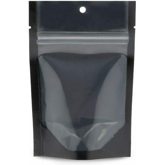 50 Pack 4"x6" Mylar Clear/Black Nylon Resealable Stand Up Bags Heat Seal Zipper Lock Reusable Storage Pouches for Zip Food Storage Lock Packaging with Tear Notches