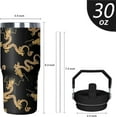 thumbnail image 2 of 30 oz Golden Dragon Tumbler with Handle and Flip Straw, Stainless Steel Insulated Cup with Lid and Straw,Travel Coffee Mug Water Bottle,Christmas Birthday Mothers Day Gifts for Women Animal Lovers, 2 of 6