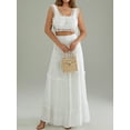 thumbnail image 4 of Musuos Women's Summer 2Pcs Skirt Set Lace Trim Sleeveless Square Neck Tank Tops with Long Skirt Set Vaction Clothes, 4 of 10