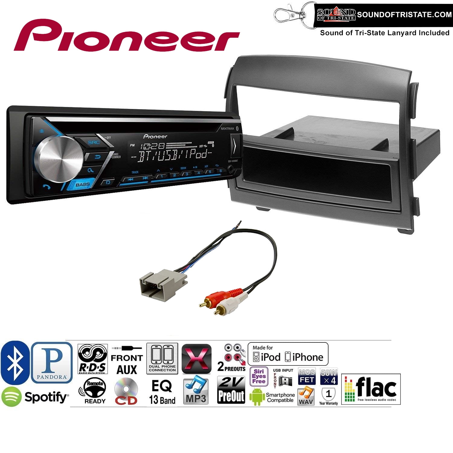 Pioneer DEHS4000BT Double Din Radio Install Kit with Bluetooth, CD