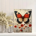thumbnail image 2 of Qisvanset 12x16 Inch Red Floral Butterfly Canvas Wall Art, Botanical Insect Boho Nature Home Decor, 2 of 5