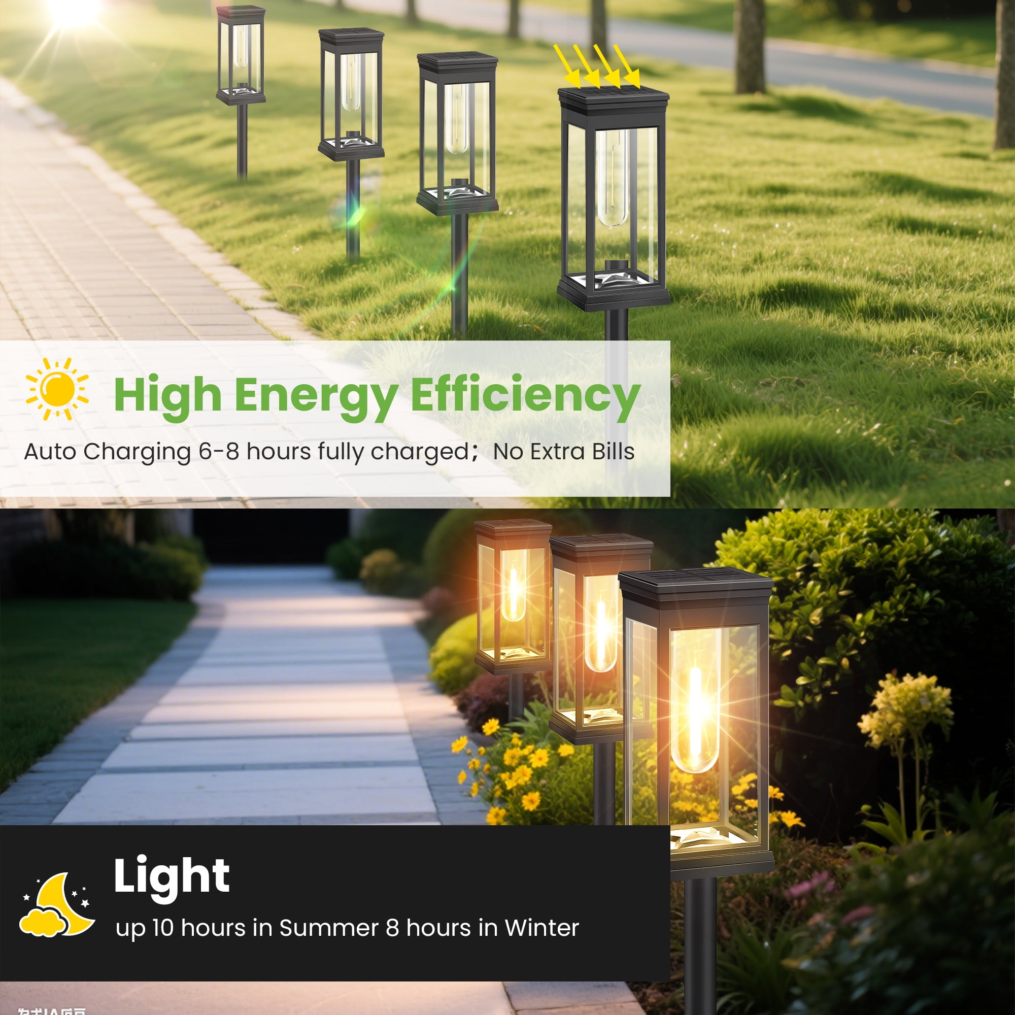DAYBETTER Solar Pathway Lights Outdoor, 6 Pack Solar Powered Landscape Lights, IP65 Waterproof, Auto On/Off Outdoor Lights for Outside, Yard, Walkway, Patio, Garden