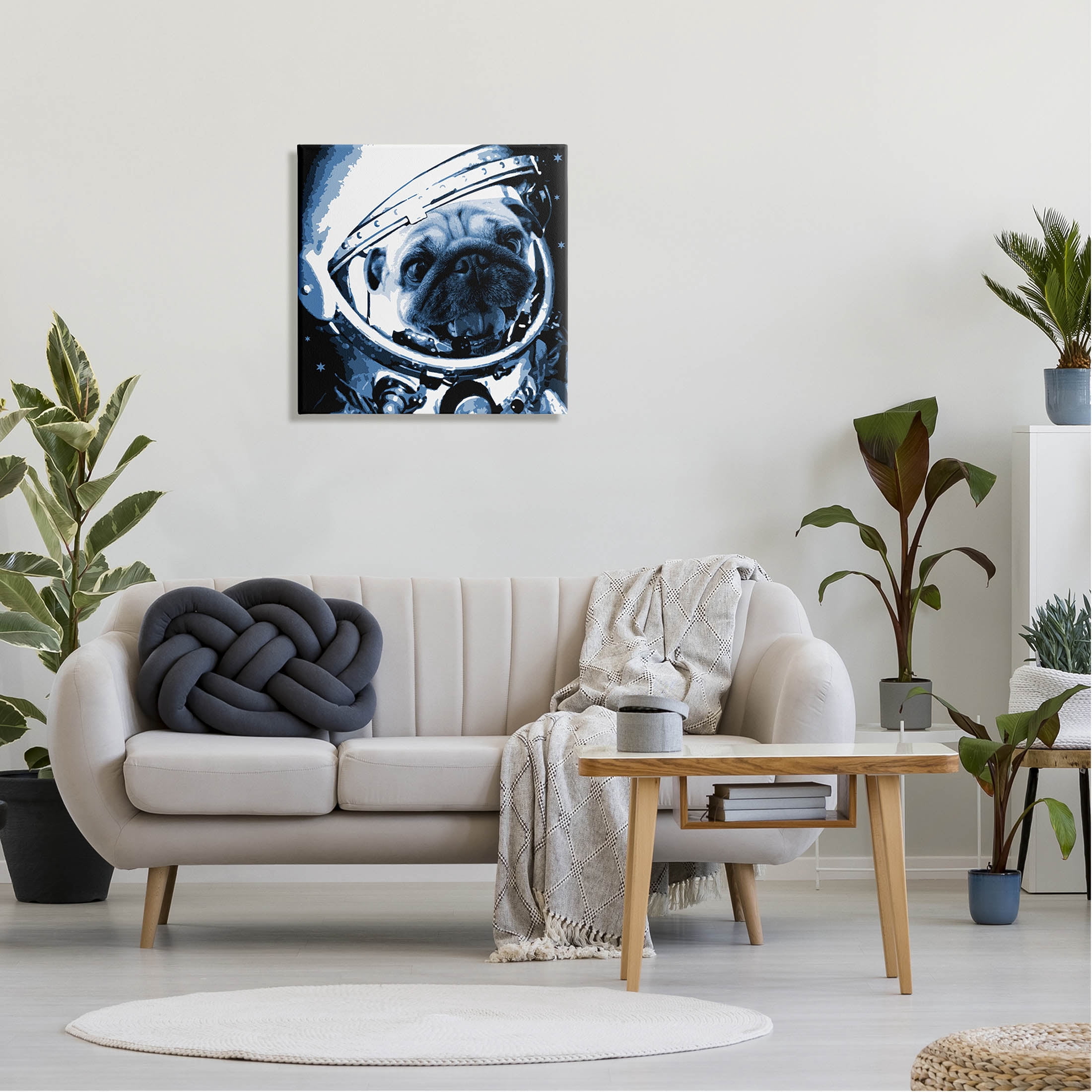Stupell Industries Pug Space Astronaut Helmet Graphic Art Gallery Wrapped Canvas Print Wall Art, Design by Daphne Polselli