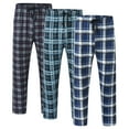 thumbnail image 3 of MoFiz Men's 3-Pack Woven Pajama Pants Plaid Sleep Lounge, 3 of 7