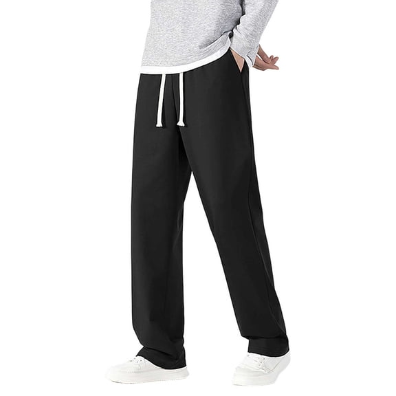 JTieacloth Mens Athletic Fit Pants Men's Loose Casual Trousers Spring And Summer Thin Straight Trousers Solid Colour Casual Versatile Trousers Black