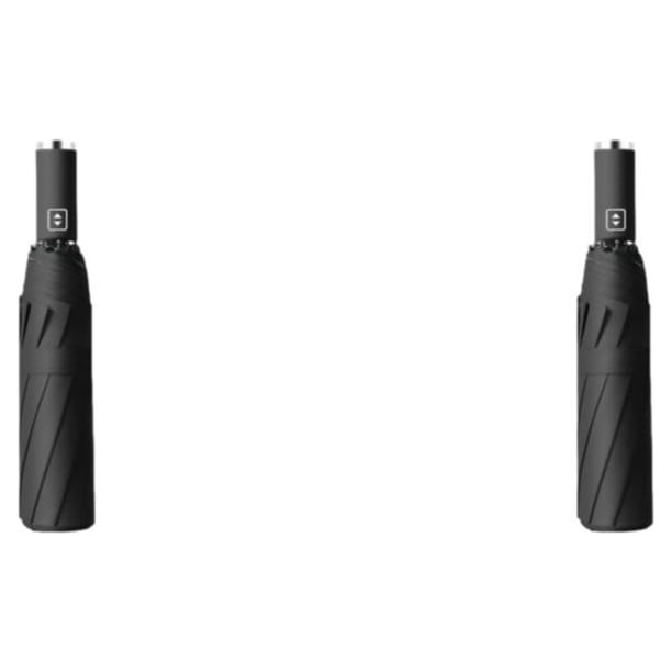 Toystoory paraguas plegable inverso completamente automático con linterna LED 10 costillas paraguas a prueba de viento sombrilla a prueba de sol Sin LED/Negro 2Conjunto