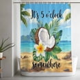 thumbnail image 4 of Summer Beach Shower Curtain, It's 5 O'clock Somewhere Tropical Coconut Floral Waterproof Shower Curtain Set with 12 Hooks Lightweight Bath Curtains Fabric Bathroom Decor 72x72 Inches, 4 of 9