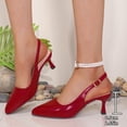 thumbnail image 4 of Miluxas Pointed Toe Slingback Kitten Heels for Women Low Heel Pointed Toe Pumps formal Dress Shoes Sling Back Heels Red 9(42), 4 of 5