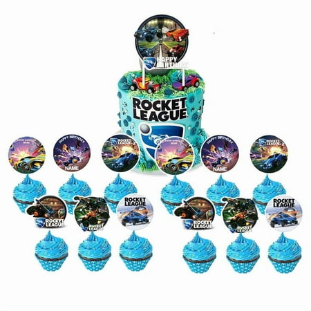 Rocket League Cupcake Set Cake Topper Party Supplies Decoration Birthday Decor Kit