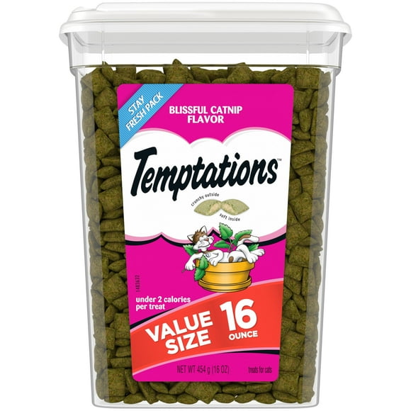 Hierba gatera clásica, crujiente, suave y deliciosa de Cat Treats Temptations, 473 ml