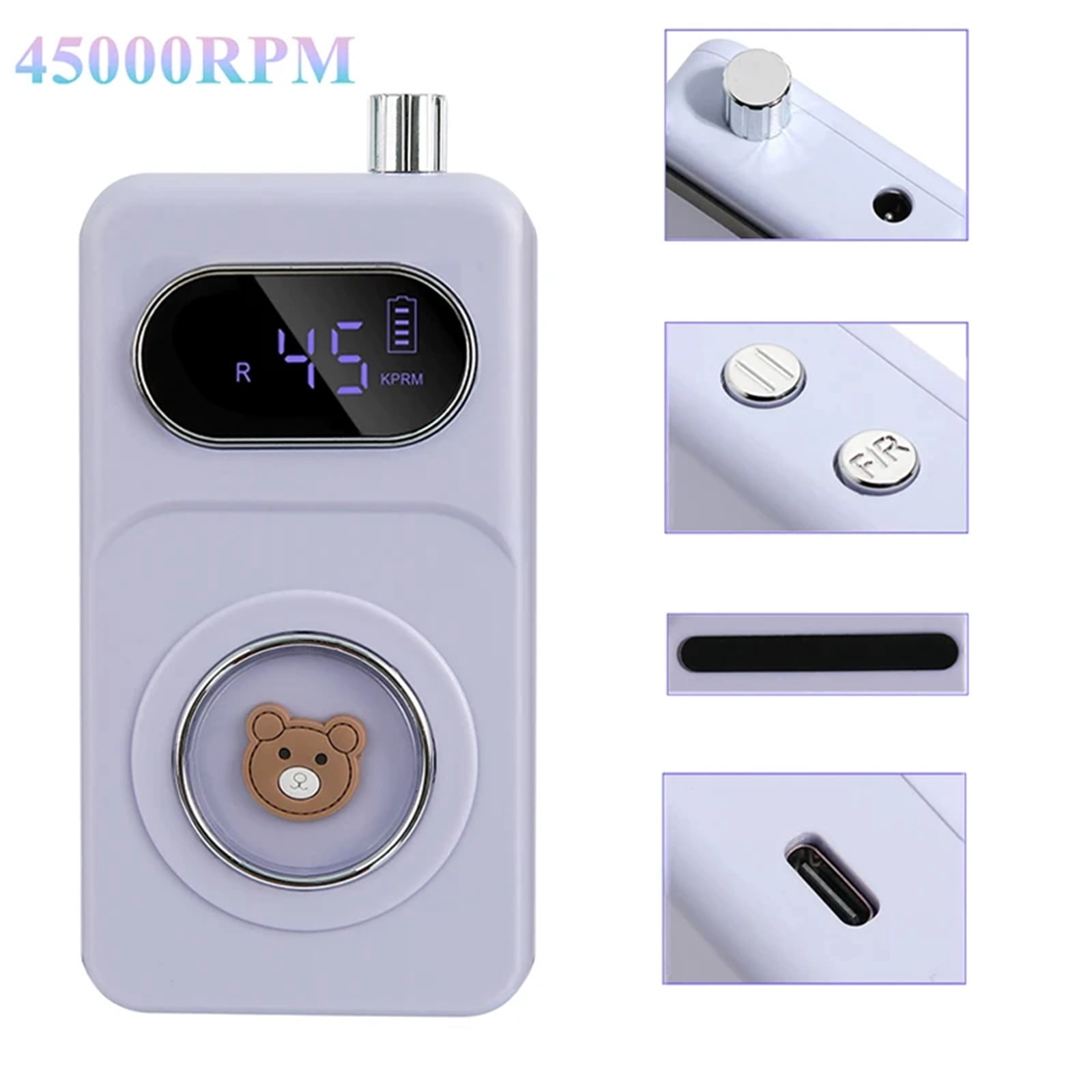45000RPM Electric Nail Drill Machine Low Noise Rechargeable Nail Gel Polishing Machine Nail File Machine Nail Art Salon Tools