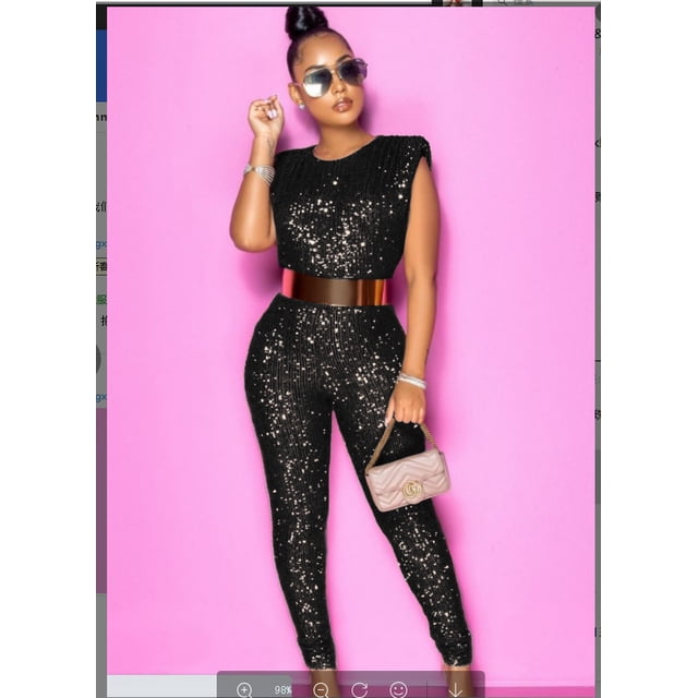 Mono sexy sin mangas con lentejuelas de moda para mujer sin cinturón