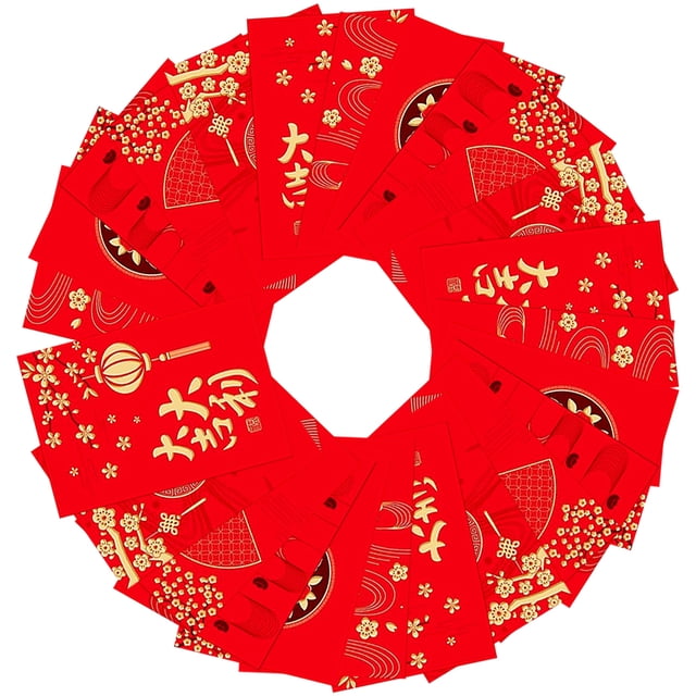 KAKOWELY 36 piezas de Hong Bao de bolsillo para dinero de la suerte tradicional chino, paquete rojo de Año Nuevo chino, estilo aleatorio
