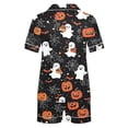 thumbnail image 5 of Halloween Silk Pajamas Women Casual Halloween Print Short Sleeve Top With Shorts Pajama Out Two Piece for Women Comfortable Set Everyday Loungewear Spring Autumn White XXL, 5 of 7