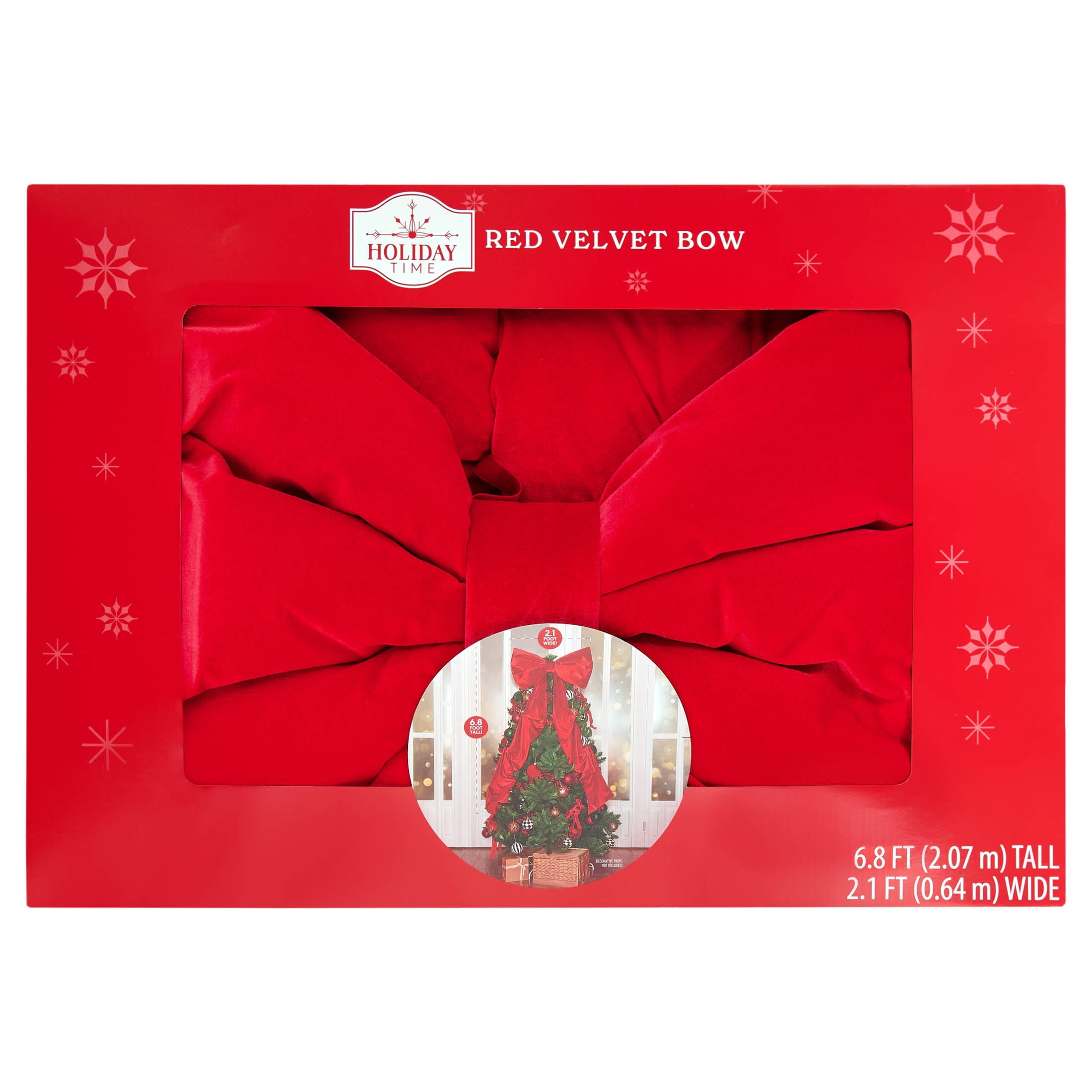 Velvet Bow Christmas Tree Topper, Red, 6.8', by Holiday Time
