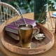 thumbnail image 5 of Bandeja para servir de madera de acacia con asas, redonda de 17 x 13 pulgadas, bandeja otomana decorativa para sala de estar, mesa de centro, desayuno en cama, expositor de velas, 5 of 7