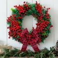 thumbnail image 4 of Dserfhy 15 Inch Christmas Wreath for Front Door Artificial Greenery Wreath with Red Berries And Buffalo Plaid Bow for Holiday Indoor Outdoor Wall Farmhouse Home Decor, 4 of 8