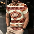 thumbnail image 2 of Camisas de Manga Larga para Hombres Impresos Girar Hacia Abajo Botones de Cuello Lateral Dividido, Casual Blusa de Manga Corta, 2 of 5