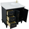 thumbnail image 4 of 37 in. Single Wooden Vanity  Dark Gray White Quartz Round Right Door.Right Sink, 4 of 15