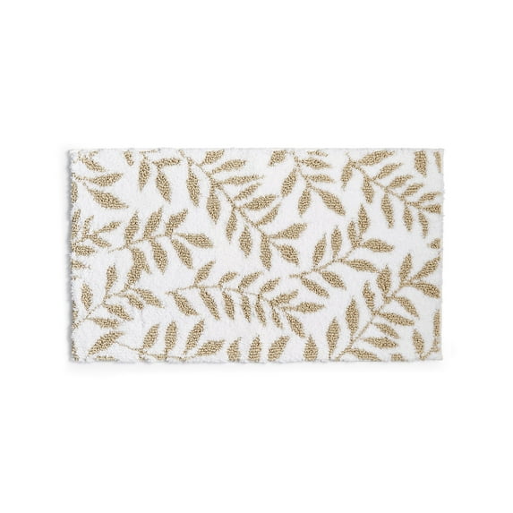 Charter Club Leaves Elite Bath Rug, Tan/White 19" x 34" - NEW