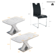thumbnail image 2 of Sumdeal Dining Table Set for 4,Dining Room Table Set 63" White Faux Marble Dining Table with 4 Silver leg Black Chairs, Kitchen Dining Table and Chairs Set of 4, Modern Dining Set for Dinner Party, 2 of 9