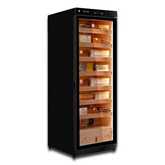 Raching C380A Climate Control Black Wood 1,500-Cigar Electric Humidor - Canada Cedar Shelving