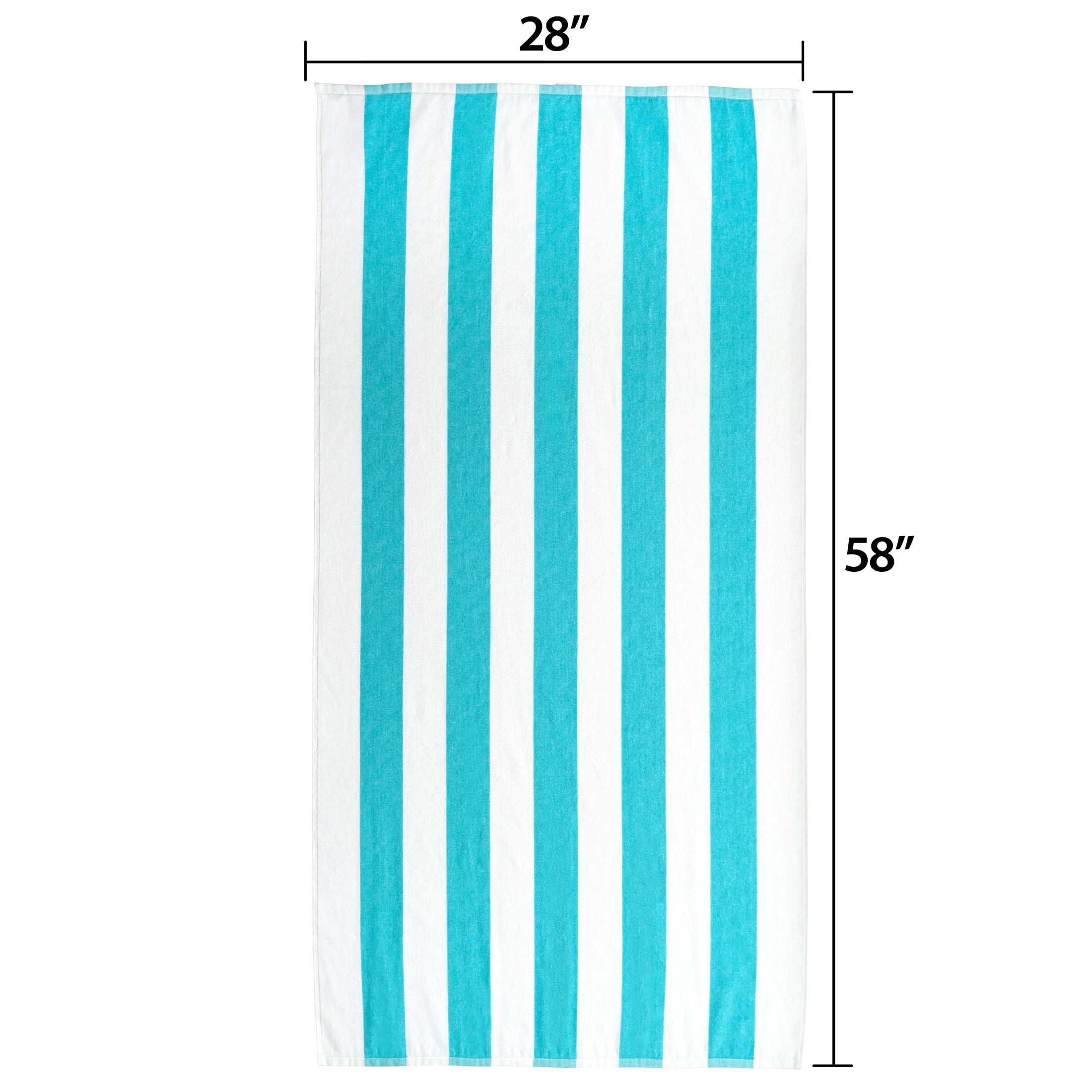 Mainstays Cabana Stripe Cotton Blend Beach Towel, 58" x 28", Teal Splash