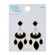 Time and Tru Women's Black Solid Teardrop Chandelier Earrings