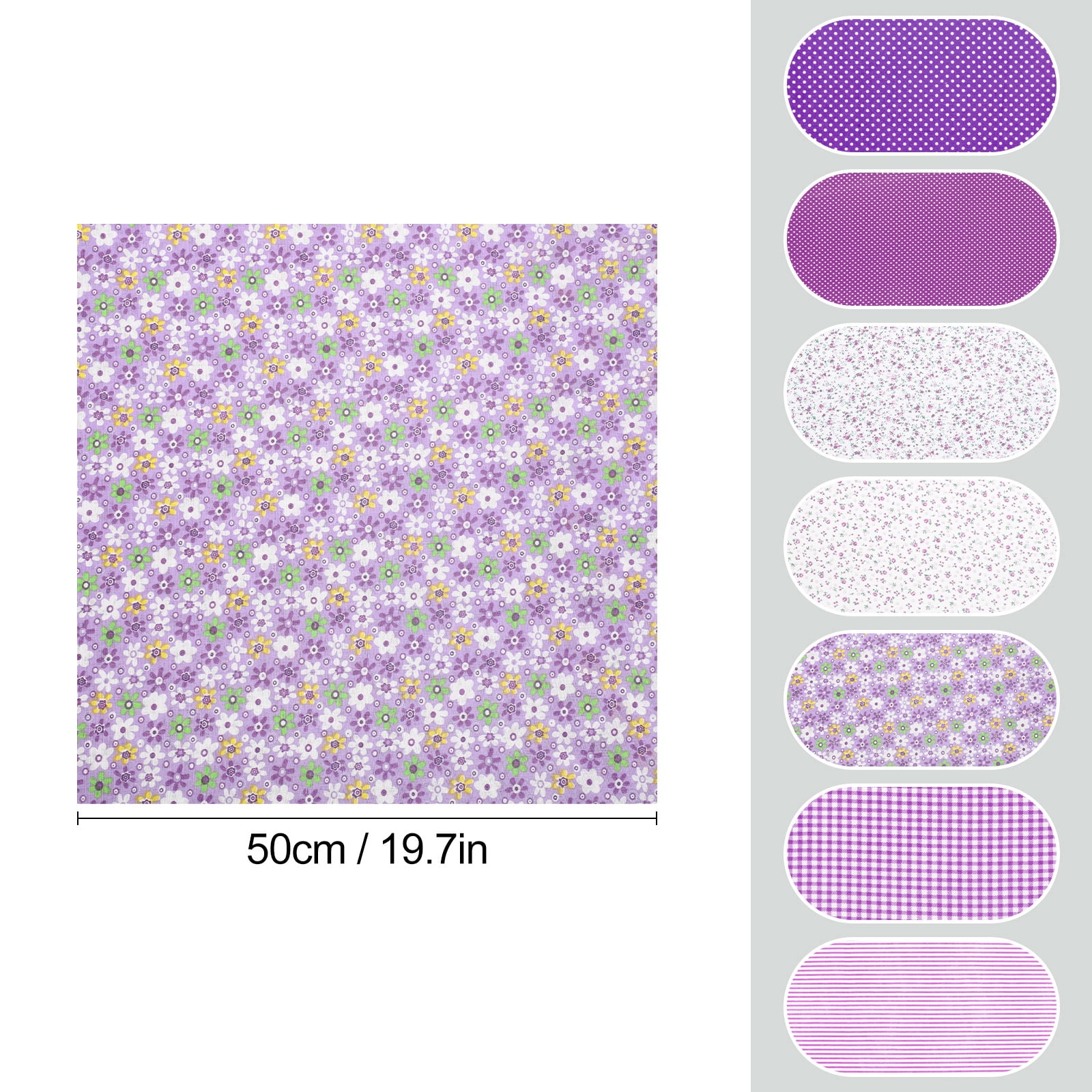 7pcs Pre-cut Floral Cotton Fabric Squares, EEEkit 20 x 20'' DIY Sewing Fabric Bundles for Quilting, Sewing, Patchwork & DIY Crafts