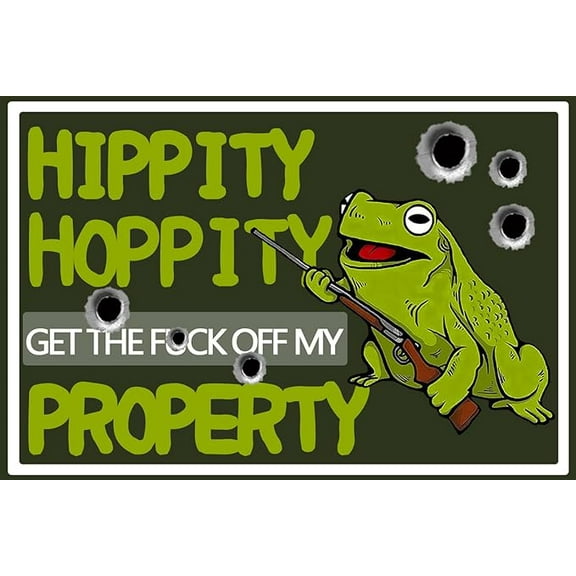 Metal Sign Hippity Hoppity Get Off My Property Frog No Tresspassing Retro Metal Tin Sign Vintage Aluminum Sign for Home Coffee Wall Decor 8x12 Inch
