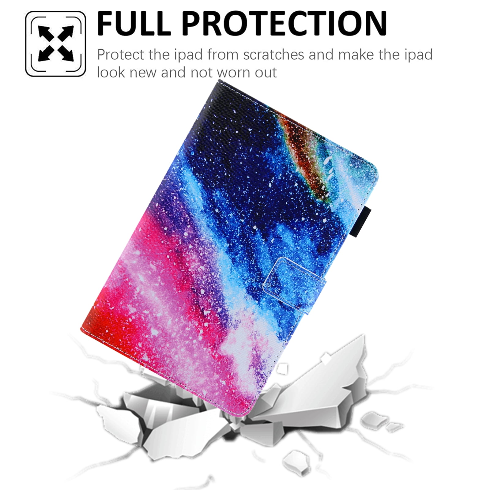 Dteck Folio Case for iPad 10th Generation 2022, Multi-Angle Stand Auto Wake Sleep Smart Cover w/Pencil Holder & Card Slots for Apple iPad 10th Gen 10.9 inch, Colorful Stone