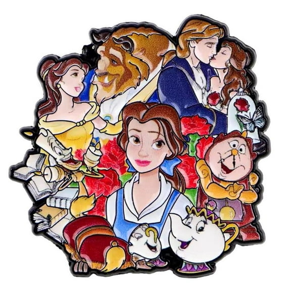 Beauty and The Beast with Friends Characters 1.5 inch Tall Metal Enamel Pin