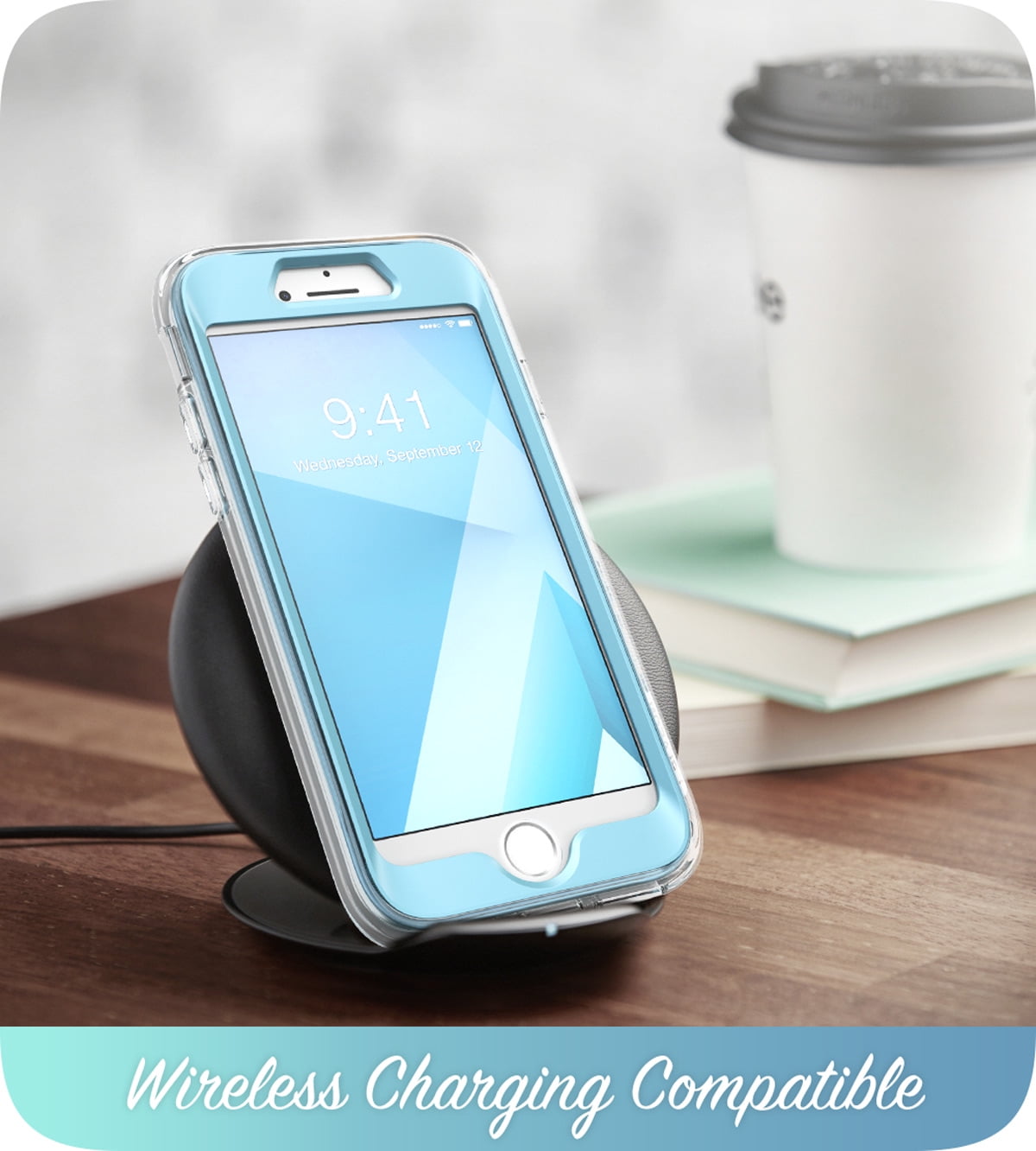i-Blason Cosmo Series Designed (Built-in Screen Protector) Stylish Protective Bumper Case for iPhone SE (2020)/ iPhone 8/ iPhone 7 (Blue)