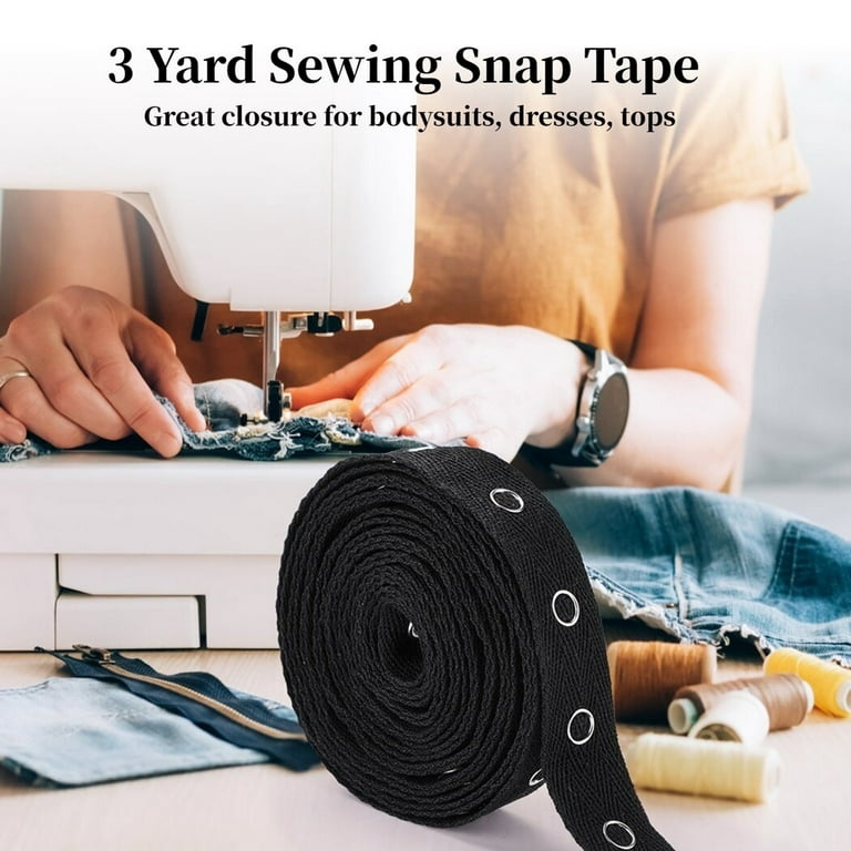 3 Yard Sewing Snap Tape Trim, Snap Button Tape Soft Cloth Sewing Snap,  Sewing Snap Ribbon Fastener Press Stud Tape for Sewing DIY Accessories (3  Yard Black)
