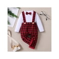 thumbnail image 4 of Qiylii Baby Clothes Set, Round Neck Long Sleeve Tops+Plaid Suspender Trousers, 4 of 8