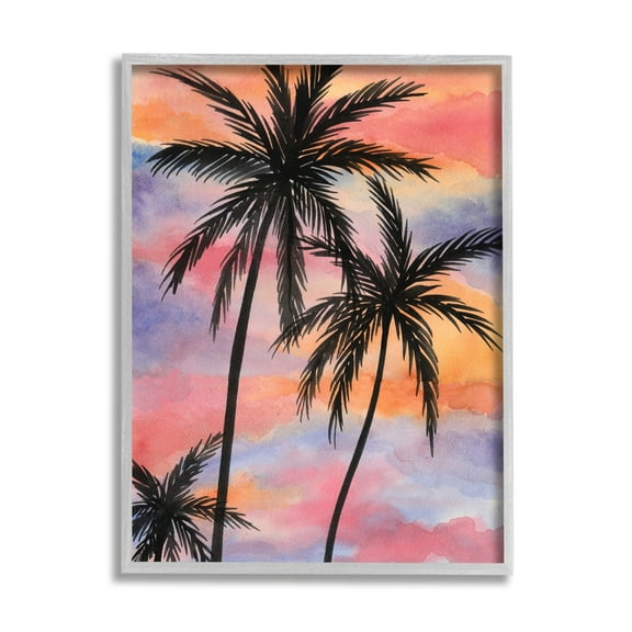 Stupell Industries Cloudy Sunset Sky Palm Tree Silhouette Warm Tropical, 16 x 20, Design by Nicholas Biscardi