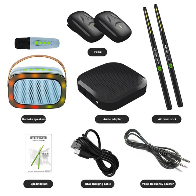 Juego de batería de baquetas convertidor de Audio con micrófono de altavoz juego de batería de aire profesional