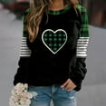 thumbnail image 3 of Uootdi Plaid Love Heart Irish Saint Pattys Shamrock Long Sleeve Shirts for Women St Patricks Day Crewneck Sweatshirts Holiday Trendy Pullover Tops Gift, 3 of 5
