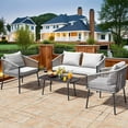 thumbnail image 6 of ModFusion 4-Seat Wicker Patio Furniture All-Weather Resistant Bistro Set with Cushions, Gray, 6 of 9