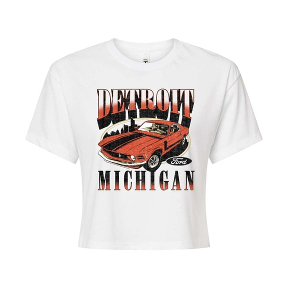 Ford - Vintage Mustang Detroit - Juniors Cropped Graphic T-Shirt