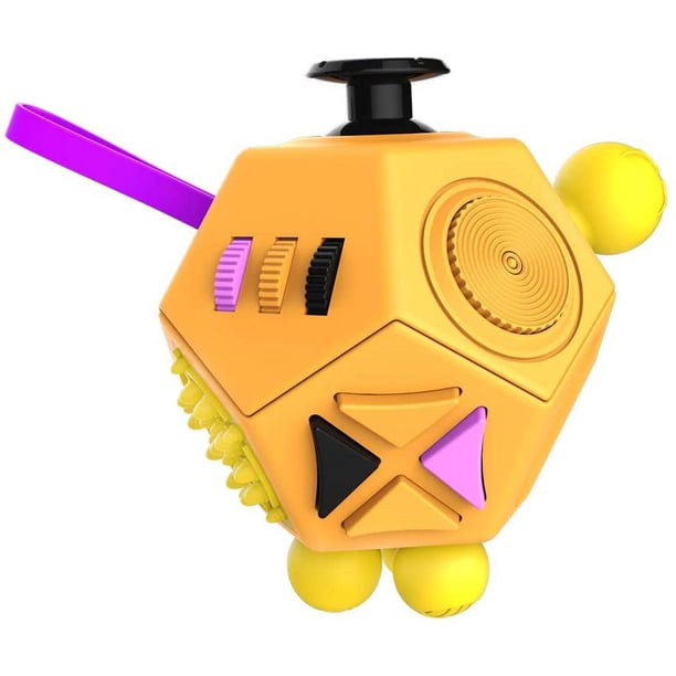 Cubo de doce lados para reducir la ansiedad y el estrés en adultos. Bloqueador de control y juguete para niños y adultos con TDAH, TDA, TOC o autismo en la escuela. Rojo Verde WMZL-891-7
