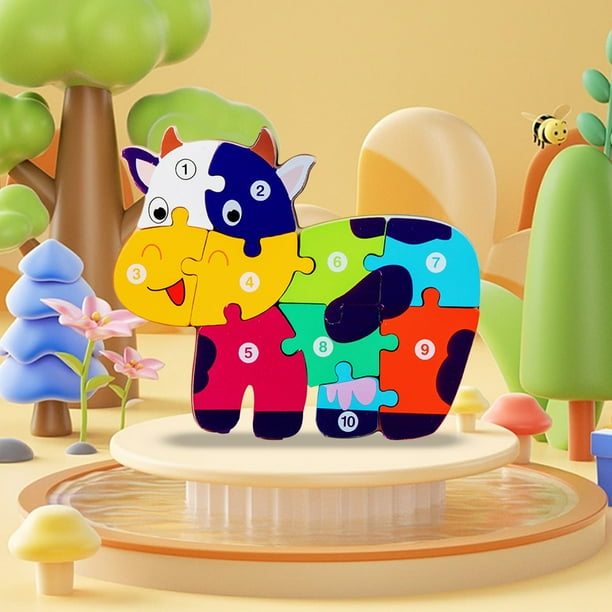 Wooden Three-dimensional Puzzles Large Animals Puzzle Boards Digital Cognition Children's Puzzle Early Education Toys