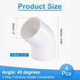thumbnail image 2 of Uxcell 4Pcs 45 Degree Elbow Pipe Fittings 2" 2 Way Furniture Grade Connectors, 2 of 5